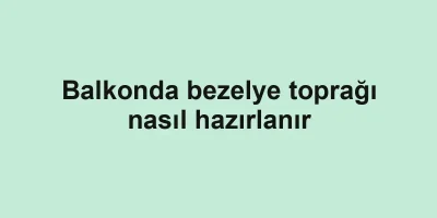 Balkonda bezelye toprağı nasıl hazırlanır