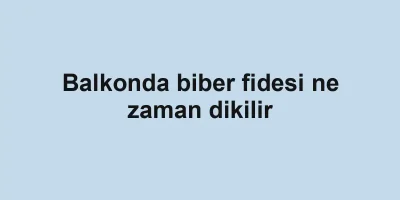 Balkonda biber fidesi ne zaman dikilir