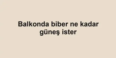 Balkonda biber ne kadar güneş ister