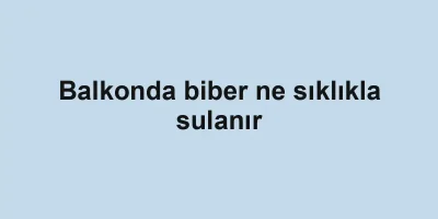 Balkonda biber ne sıklıkla sulanır