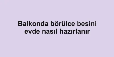 Balkonda börülce besini evde nasıl hazırlanır