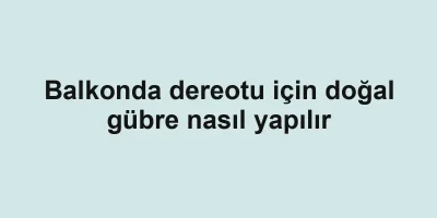 Balkonda dereotu için doğal gübre nasıl yapılır