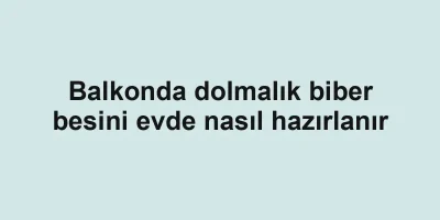 Balkonda dolmalık biber besini evde nasıl hazırlanır