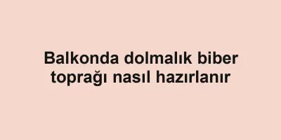 Balkonda dolmalık biber toprağı nasıl hazırlanır