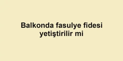 Balkonda fasulye fidesi yetiştirilir mi