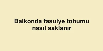 Balkonda fasulye tohumu nasıl saklanır