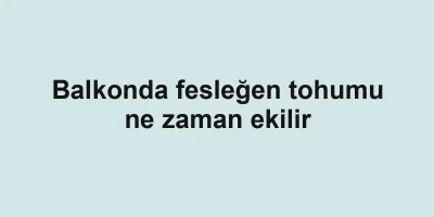 Balkonda fesleğen tohumu ne zaman ekilir