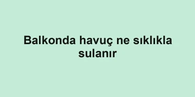 Balkonda havuç ne sıklıkla sulanır