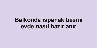 Balkonda ıspanak besini evde nasıl hazırlanır