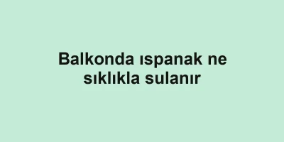 Balkonda ıspanak ne sıklıkla sulanır