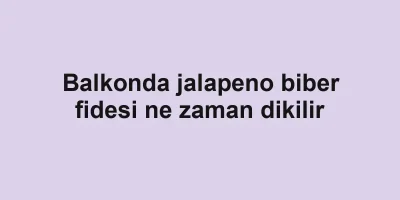 Balkonda jalapeno biber fidesi ne zaman dikilir