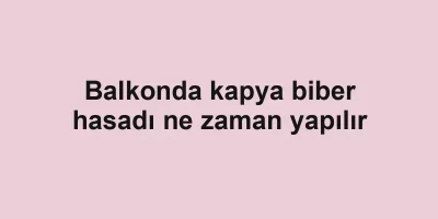 Balkonda kapya biber hasadı ne zaman yapılır