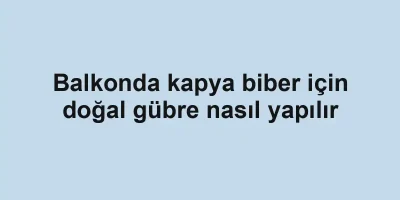 Balkonda kapya biber için doğal gübre nasıl yapılır
