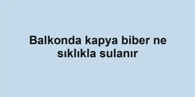 Balkonda kapya biber ne sıklıkla sulanır