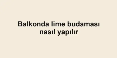 Balkonda lime budaması nasıl yapılır