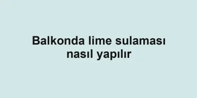 Balkonda lime sulaması nasıl yapılır