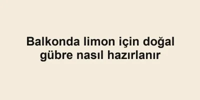 Balkonda limon için doğal gübre nasıl hazırlanır
