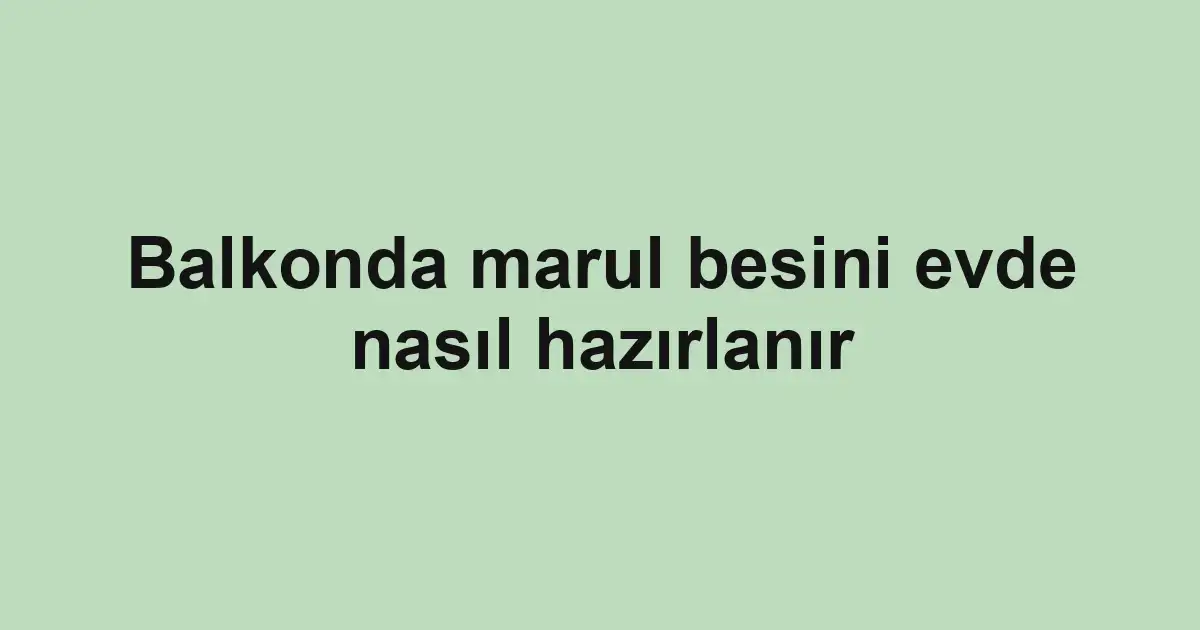 Balkonda marul besini evde nasıl hazırlanır