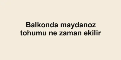 Balkonda maydanoz tohumu ne zaman ekilir