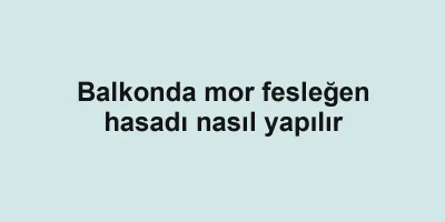 Balkonda mor fesleğen hasadı nasıl yapılır