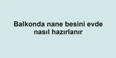 Balkonda nane besini evde nasıl hazırlanır