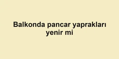 Balkonda pancar yaprakları yenir mi