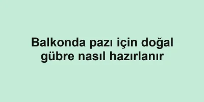 Balkonda pazı için doğal gübre nasıl hazırlanır