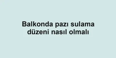 Balkonda pazı sulama düzeni nasıl olmalı