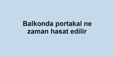 Balkonda portakal ne zaman hasat edilir