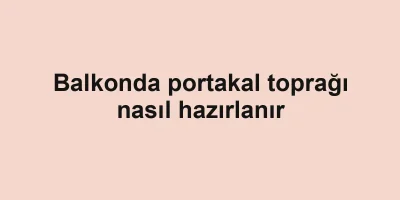 Balkonda portakal toprağı nasıl hazırlanır