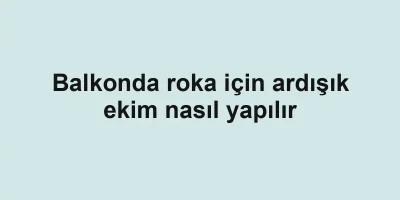 Balkonda roka için ardışık ekim nasıl yapılır