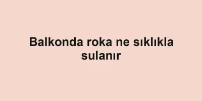 Balkonda roka ne sıklıkla sulanır