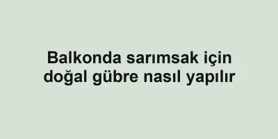 Balkonda sarımsak için doğal gübre nasıl yapılır