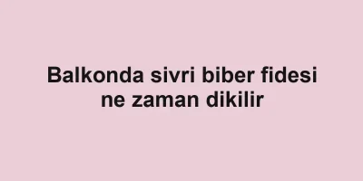 Balkonda sivri biber fidesi ne zaman dikilir