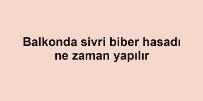 Balkonda sivri biber hasadı ne zaman yapılır