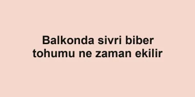 Balkonda sivri biber tohumu ne zaman ekilir