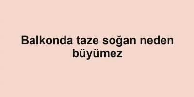 Balkonda taze soğan neden büyümez
