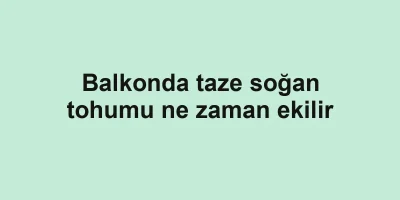 Balkonda taze soğan tohumu ne zaman ekilir