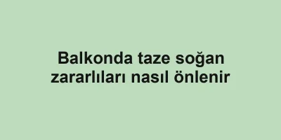 Balkonda taze soğan zararlıları nasıl önlenir