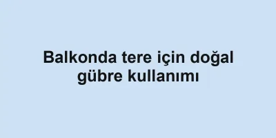 Balkonda tere için doğal gübre kullanımı
