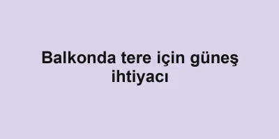 Balkonda tere için güneş ihtiyacı