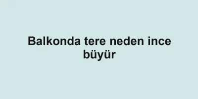 Balkonda tere neden ince büyür