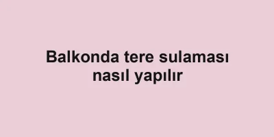 Balkonda tere sulaması nasıl yapılır