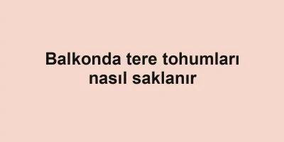Balkonda tere tohumları nasıl saklanır