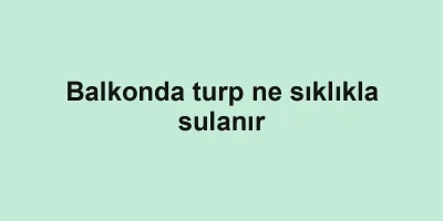 Balkonda turp ne sıklıkla sulanır