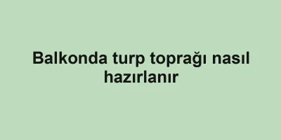 Balkonda turp toprağı nasıl hazırlanır
